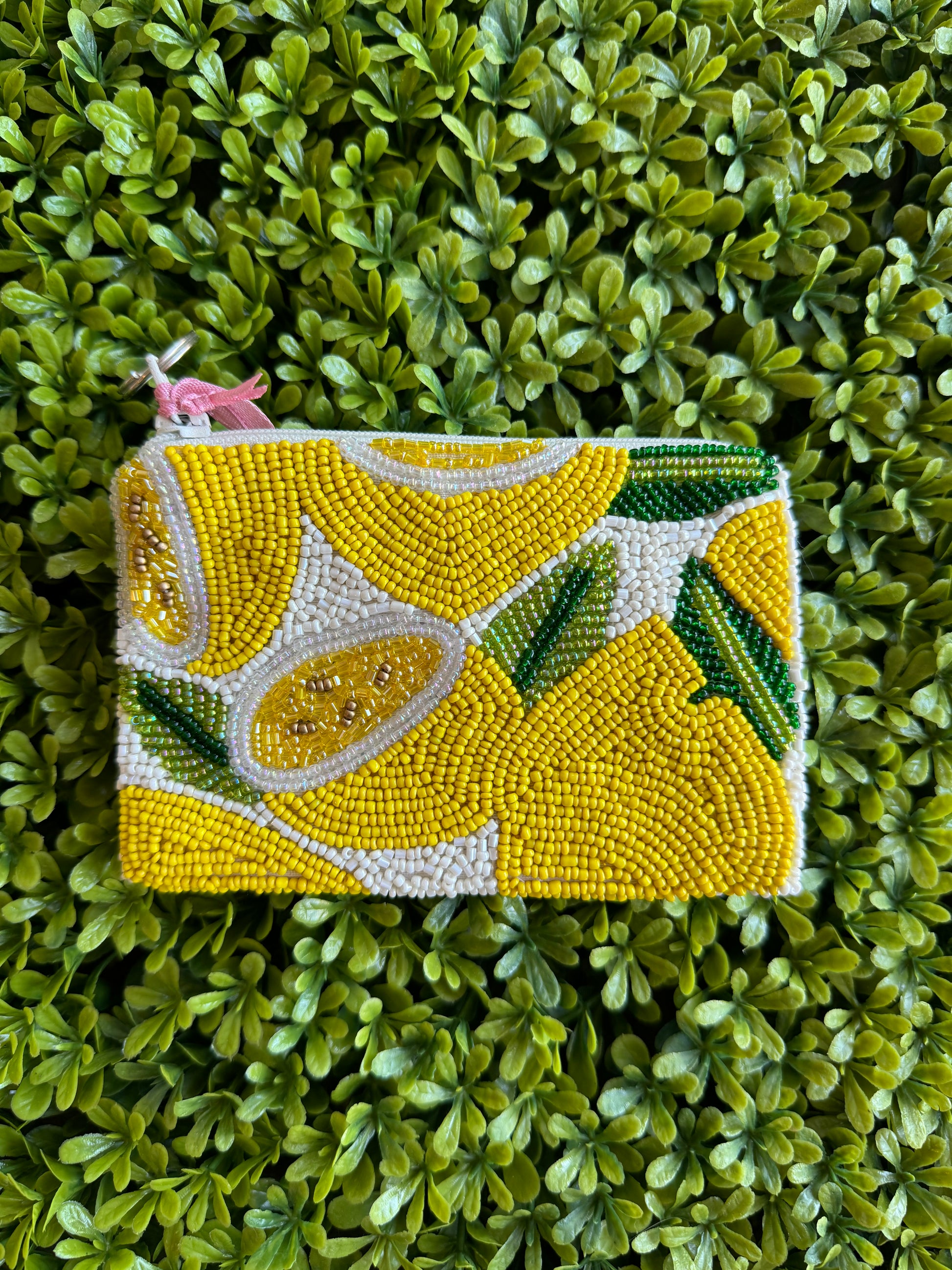 Lemon Beaded Coin Purse