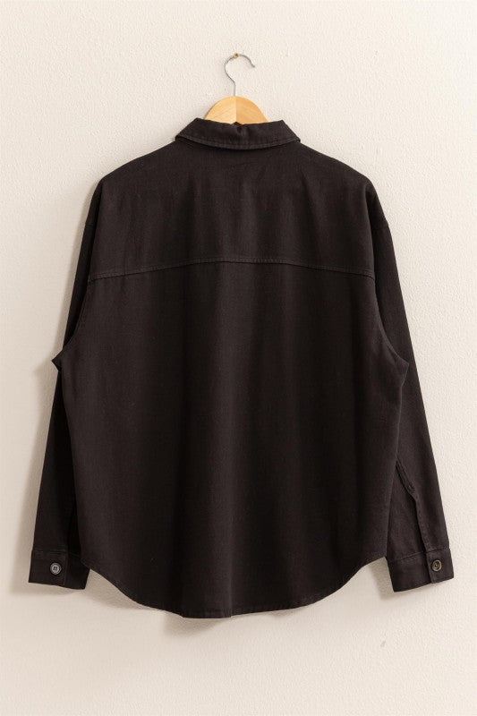 Oversized Button Up Denim Top