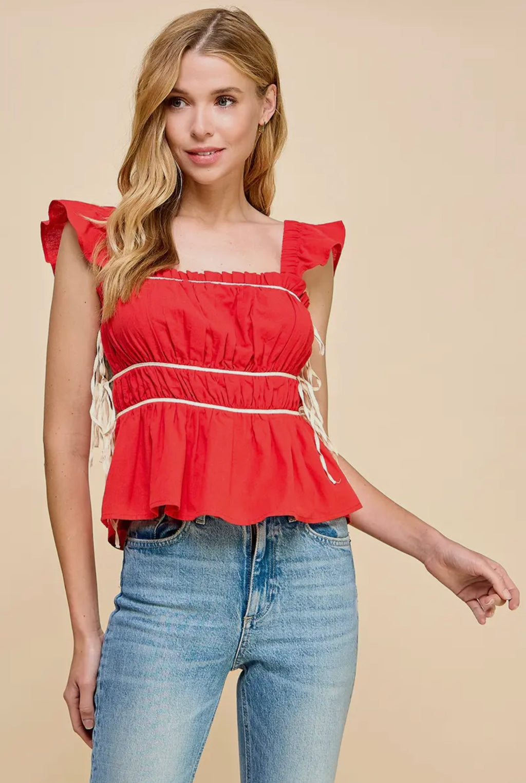 Kamryn Ruched Ruffle Top