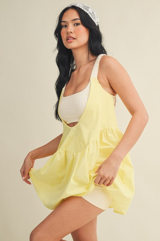 Gingham Days Activewear Dress - Lemon