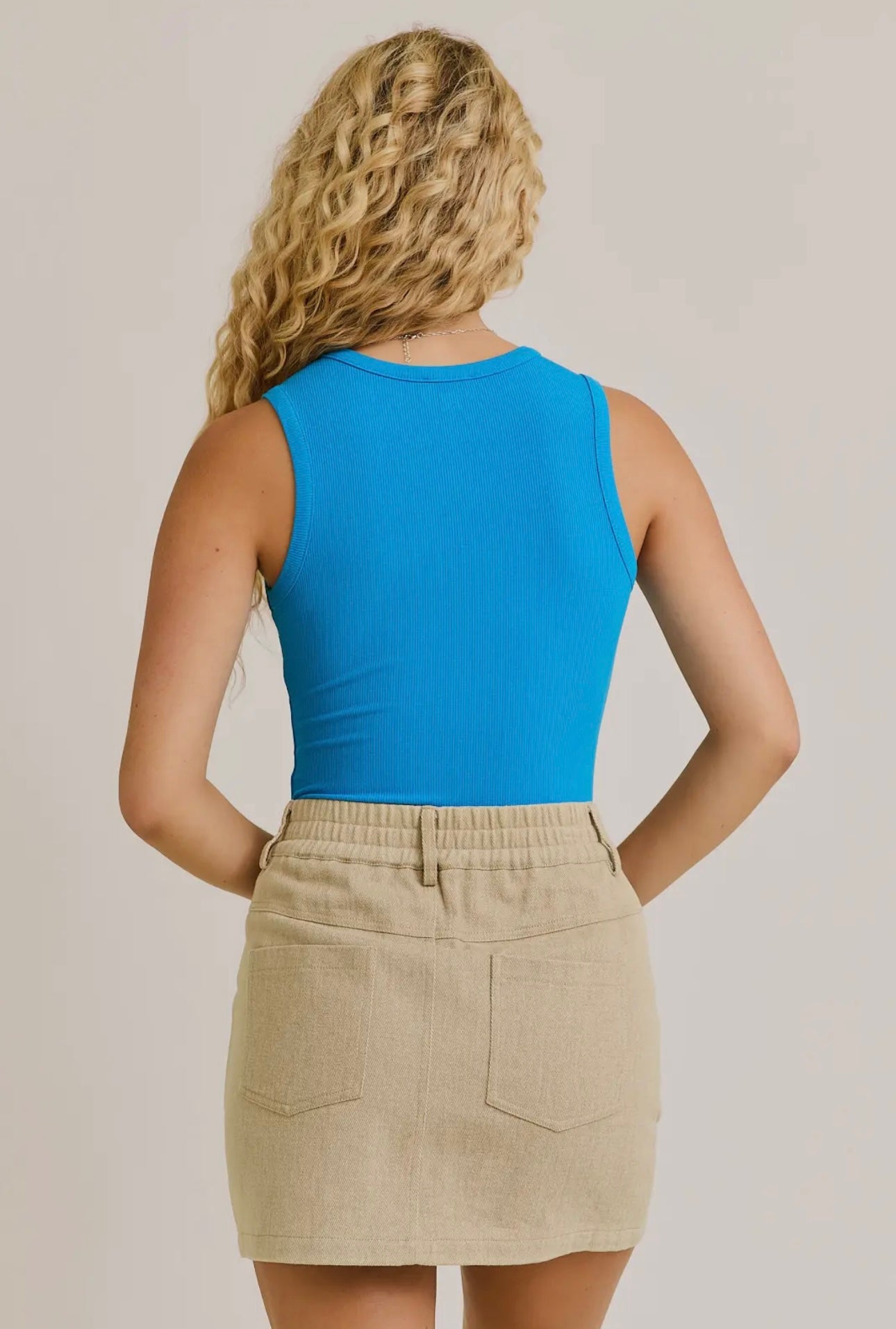 Basic Ribbed Bodysuit - Aqua