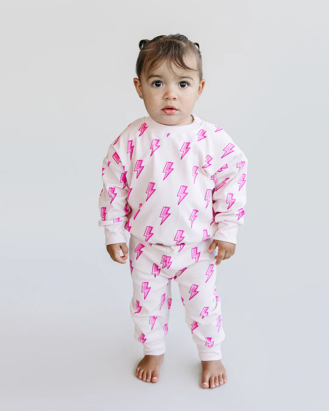 Kids Pink Bolts Jogger Set