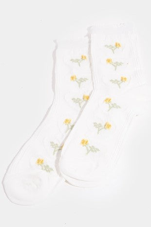 Yellow Floral Socks