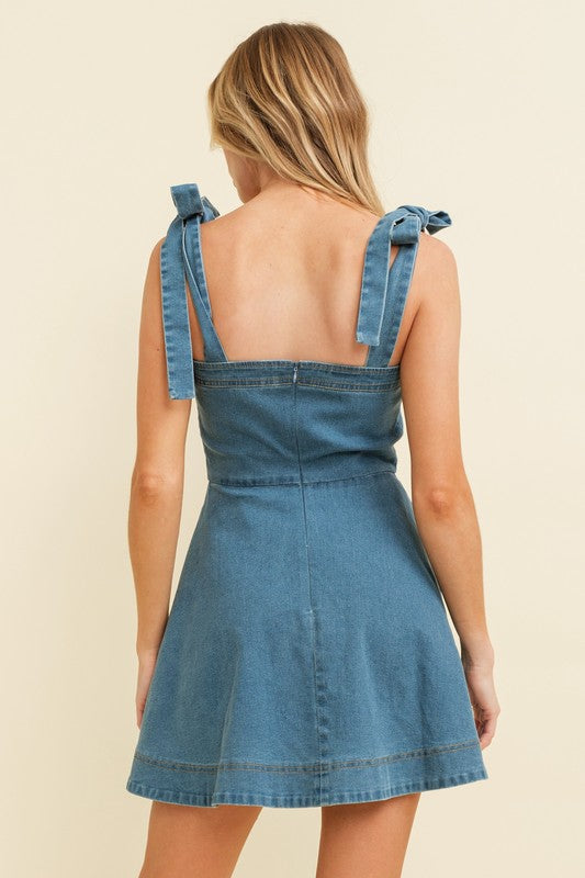 Country Cowgirl Denim Dress - Blue
