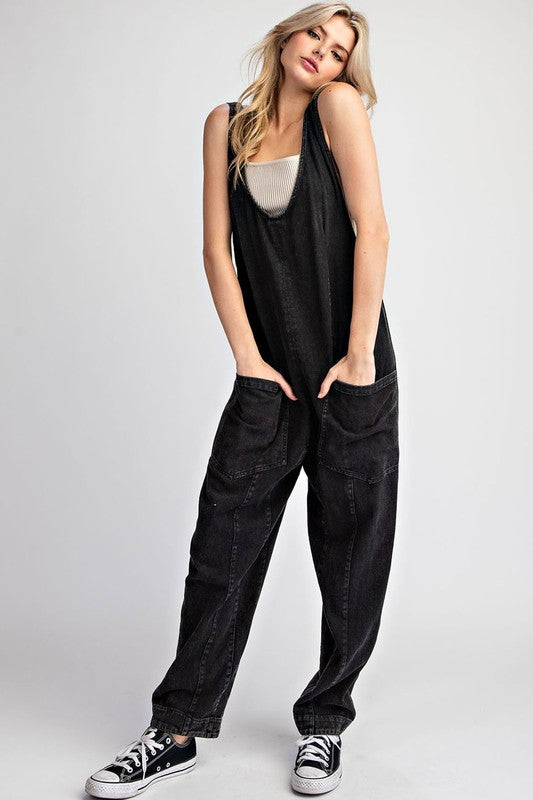 Black Denim Overalls