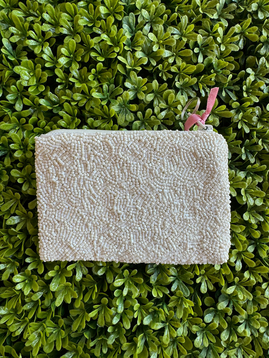 Badass Beaded Coin Purse - White/Pink