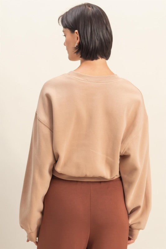 Amanda Cropped Sweatshirt - Dark Taupe