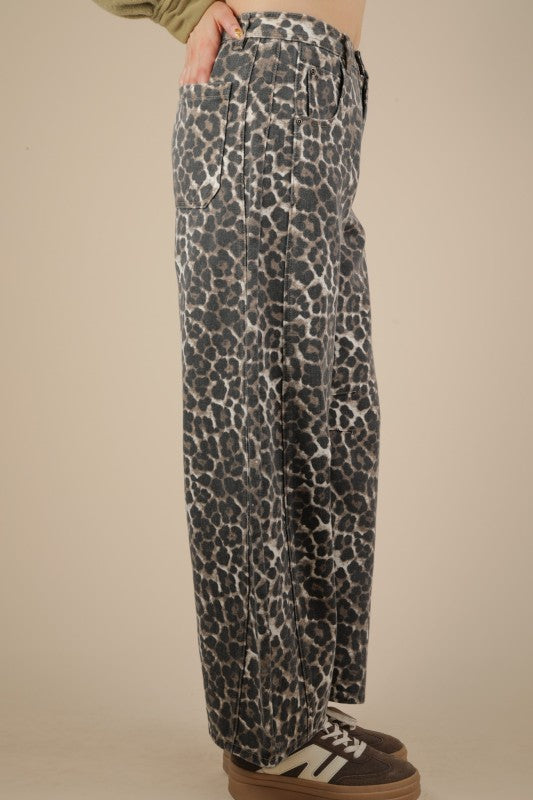 Leopard Barrel Jeans