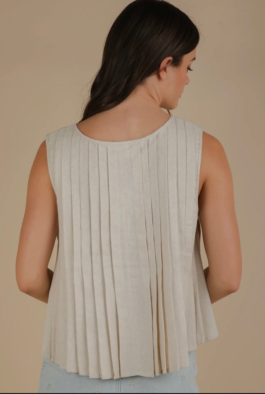 Basic Pleated Blouse - Oat