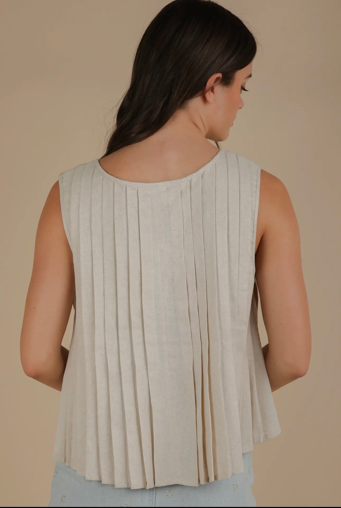 Basic Pleated Blouse - Oat