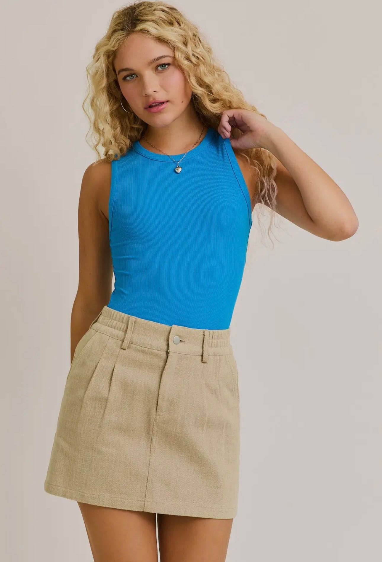 Basic Ribbed Bodysuit - Aqua