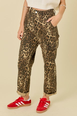 Leopard Straight Leg Denim Jeans
