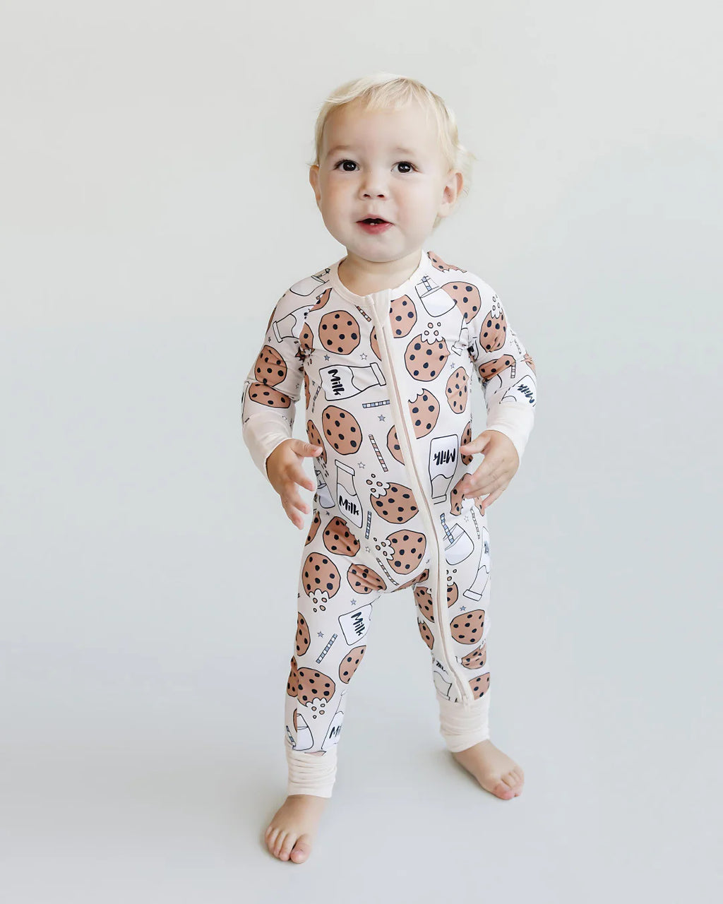 Bamboo Zip Romper - Milk & Cookies
