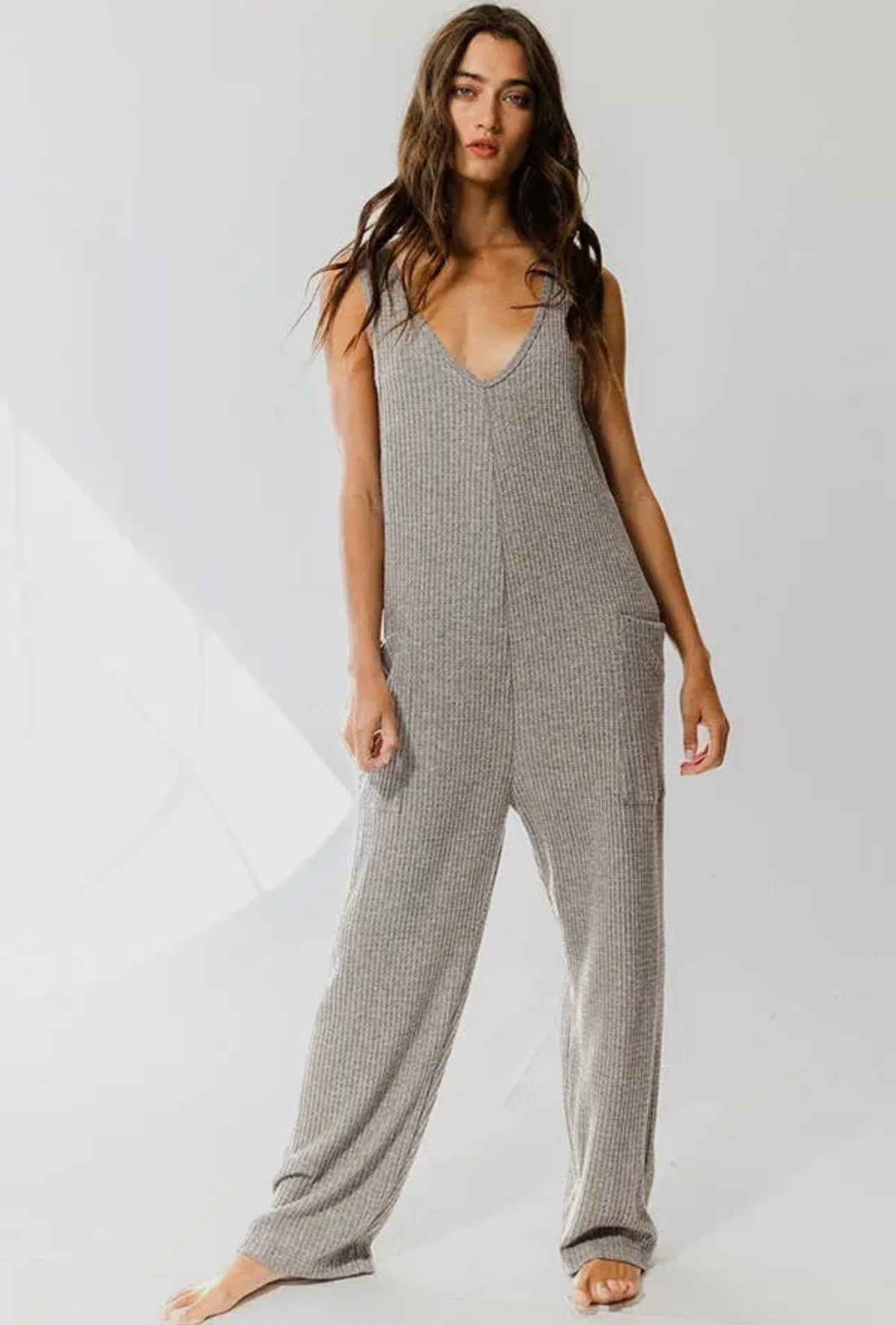 Oversized Knit Jumpsuit - Grey