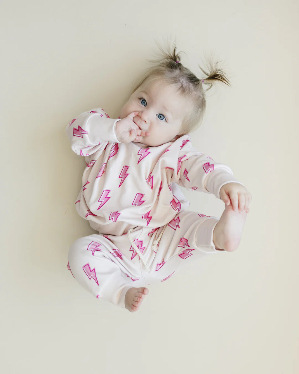 Kids Pink Bolts Jogger Set