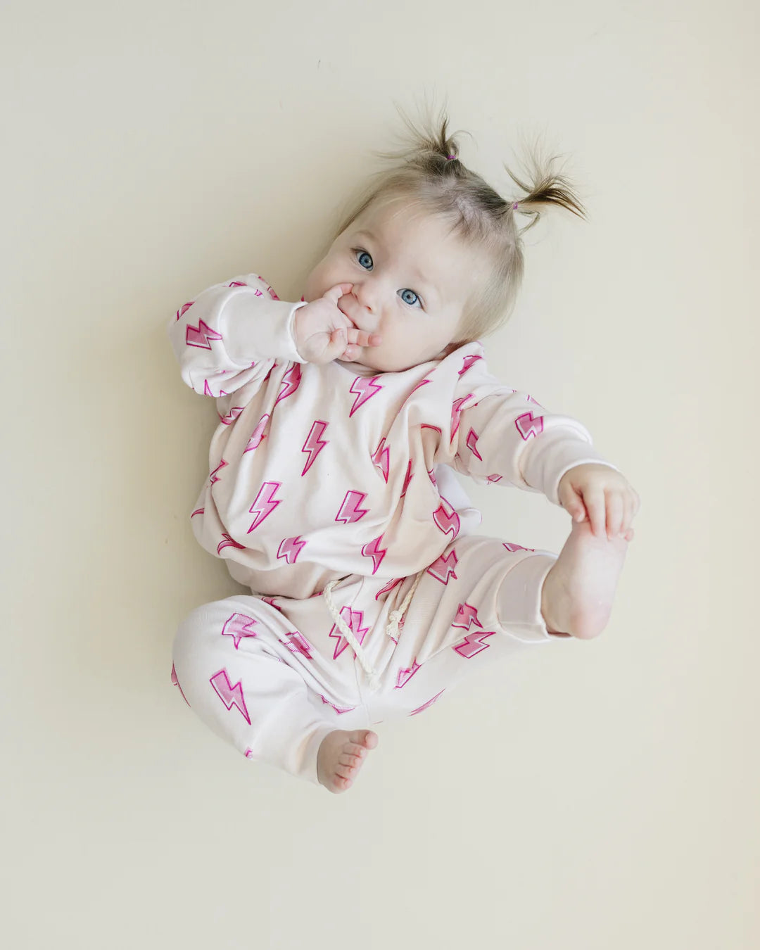 Kids Pink Bolts Jogger Set