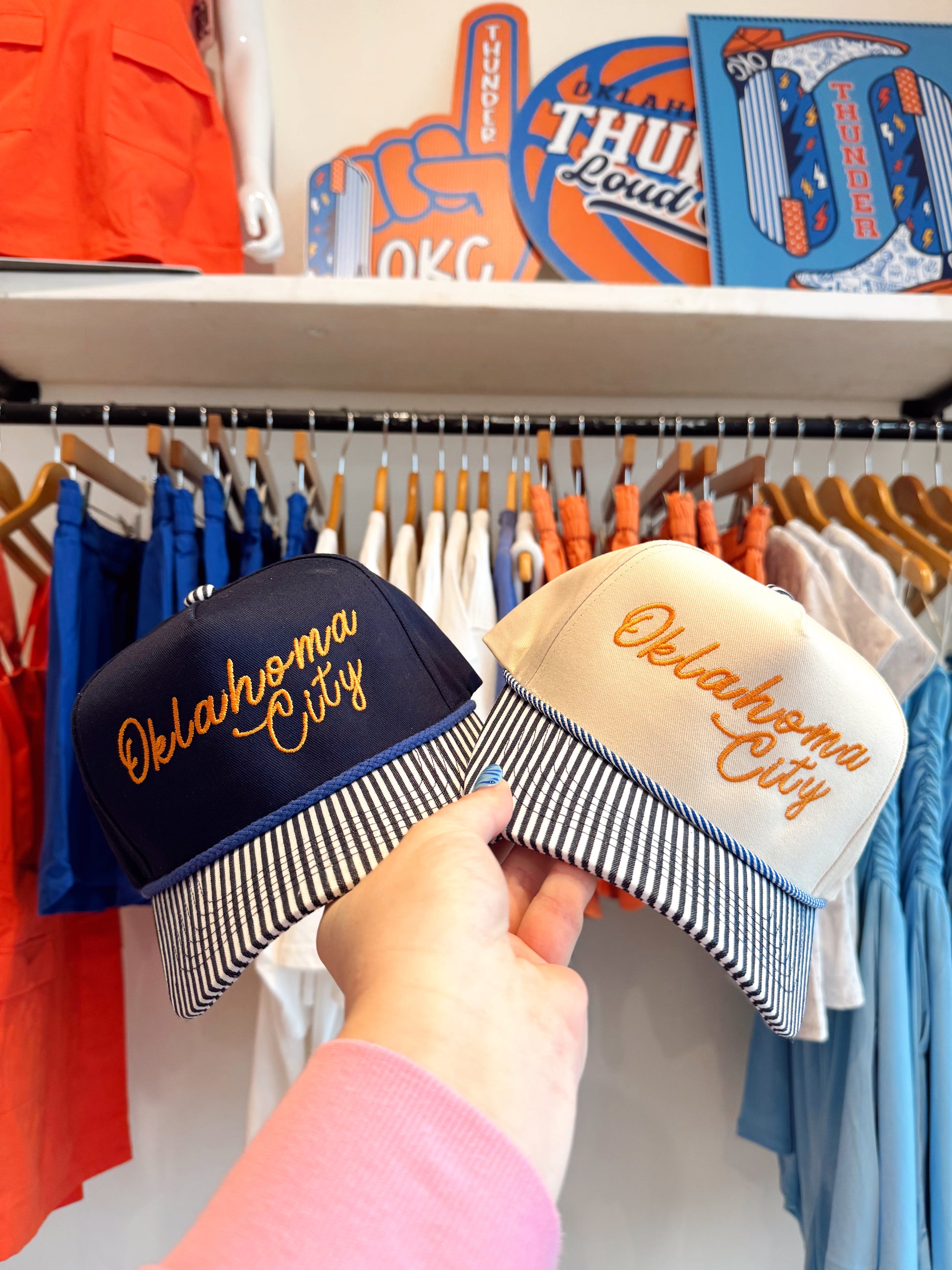 Oklahoma City Striped Trucker Hat