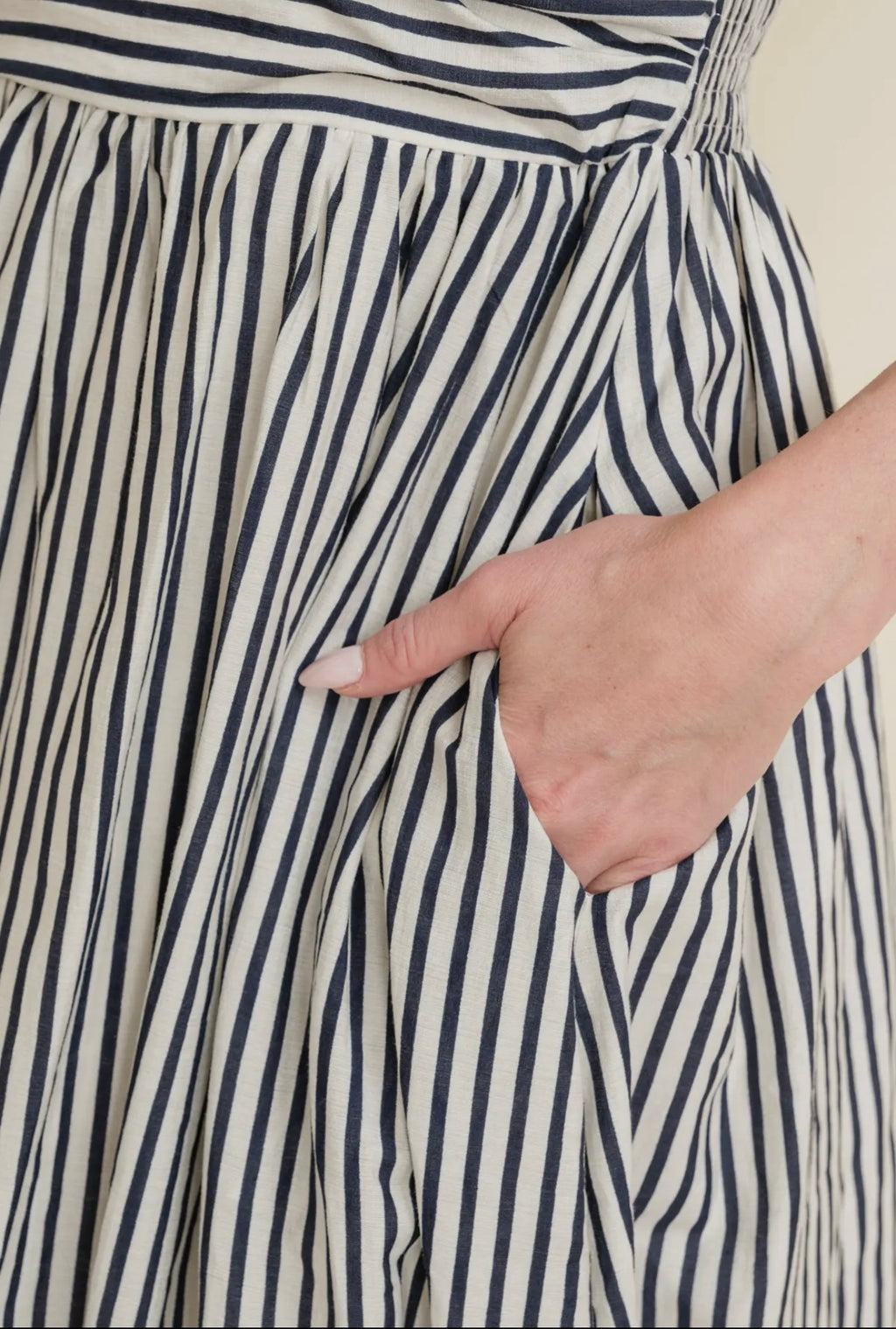 Navy Striped Maxi Dress