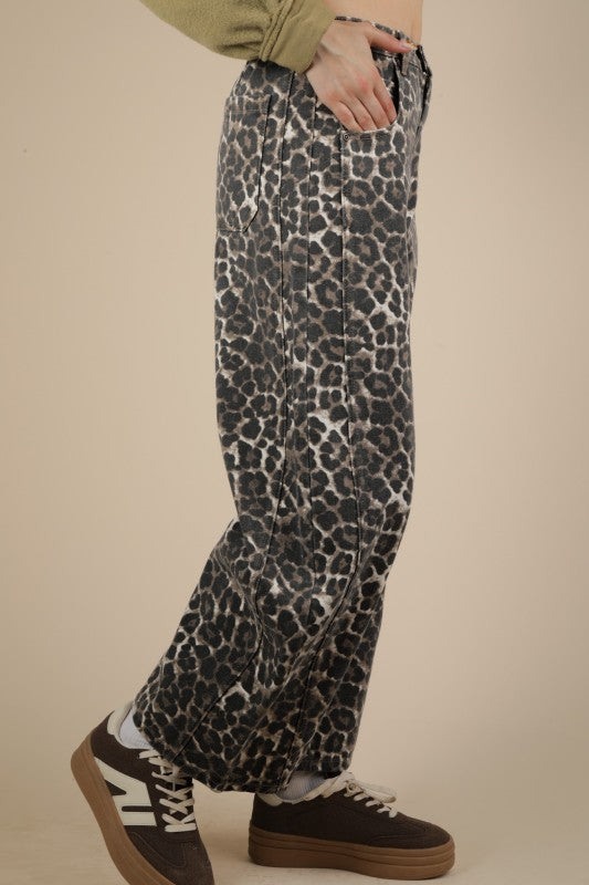 Leopard Barrel Jeans