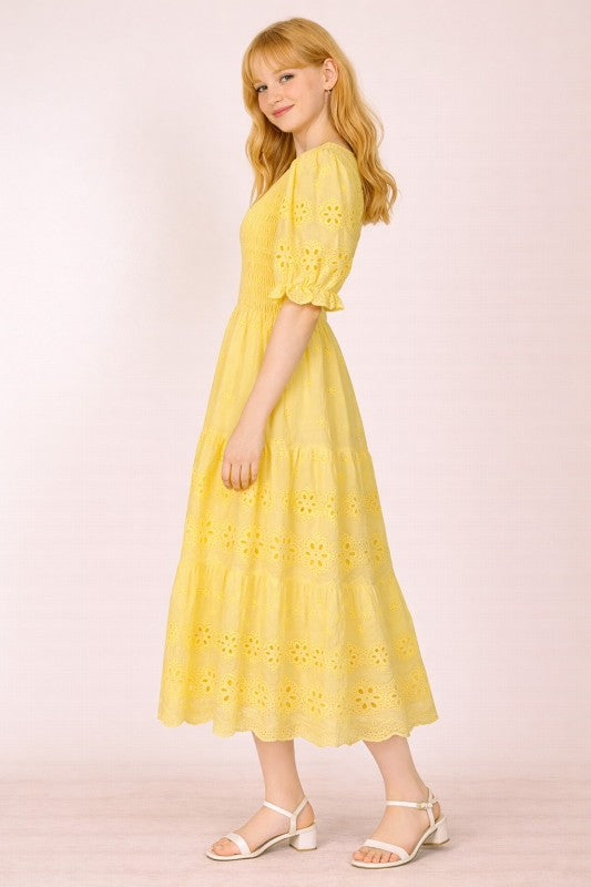 Sunny Eyelet Midi Dress