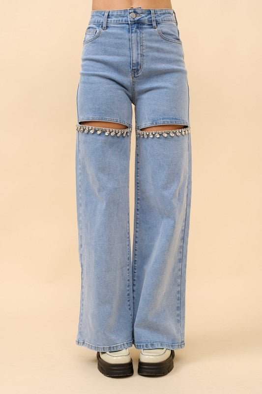 Mid Rise Jewel Denim Jeans