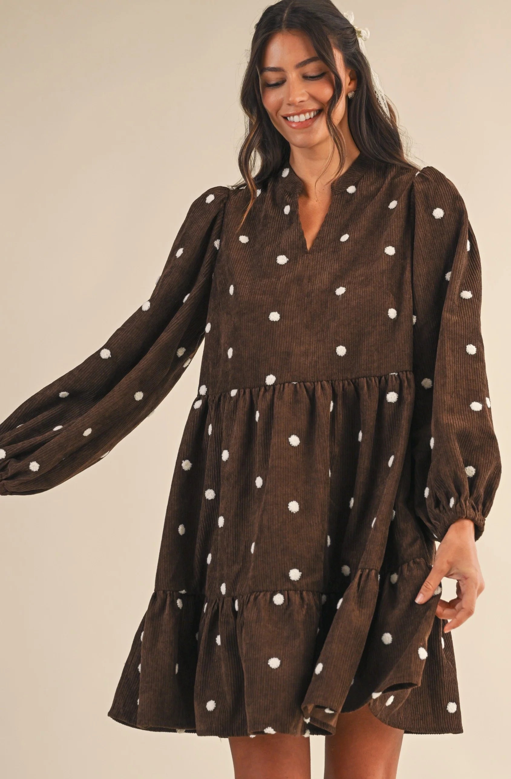 Polka Dot Corduroy Dress