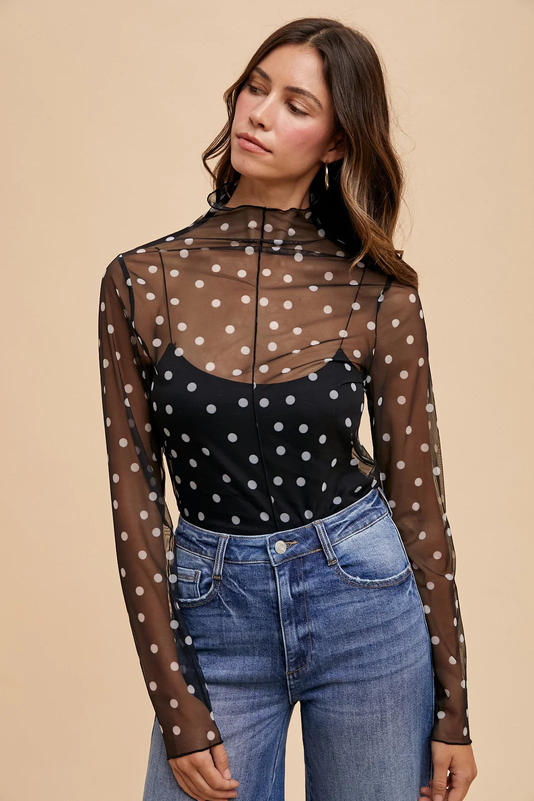 Polka Dot Mesh Top