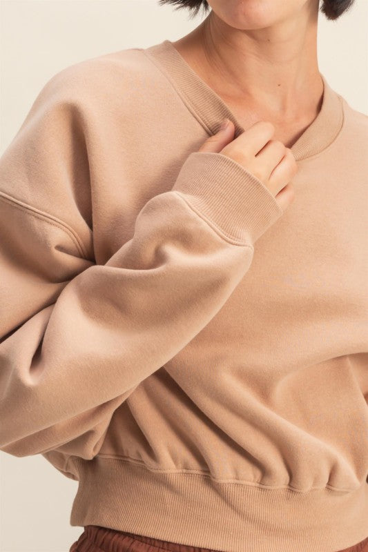 Amanda Cropped Sweatshirt - Dark Taupe
