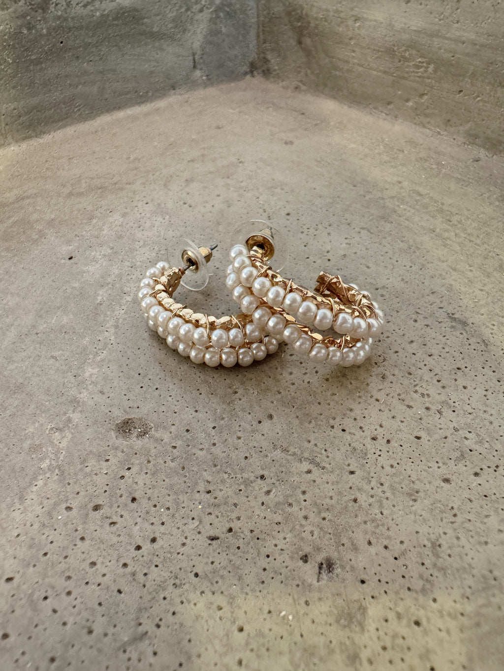 Double Pearl Hoop Earrings