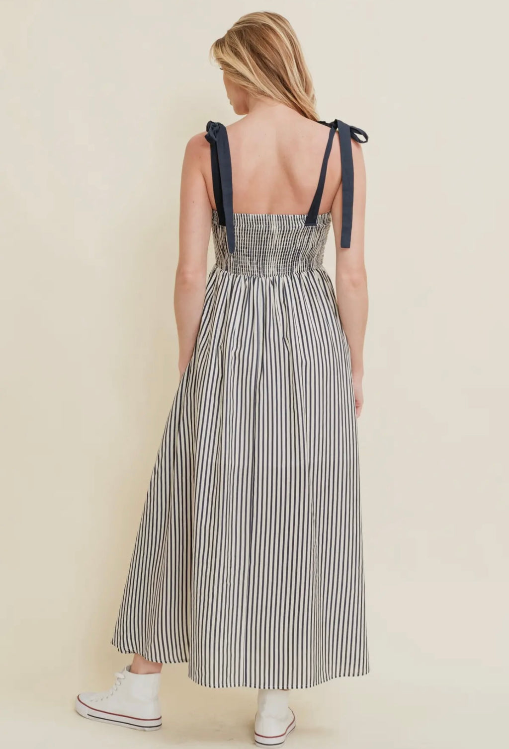 Navy Striped Maxi Dress