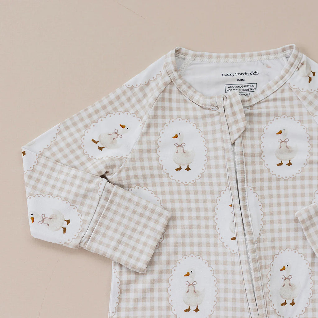 Bamboo Zip Romper - Gingham Goose