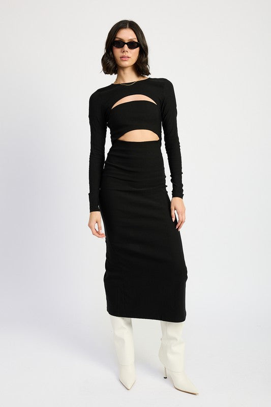 Long Sleeve Cutout Midi Dress