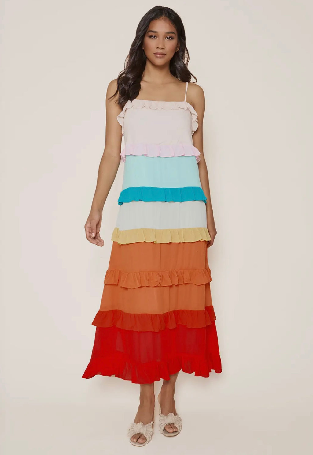 Rainbow Ruffle Maxi Dress