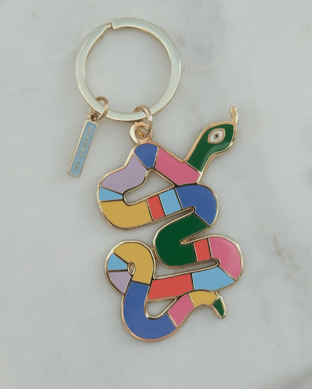 Rainbow Snake Enamel Keychain