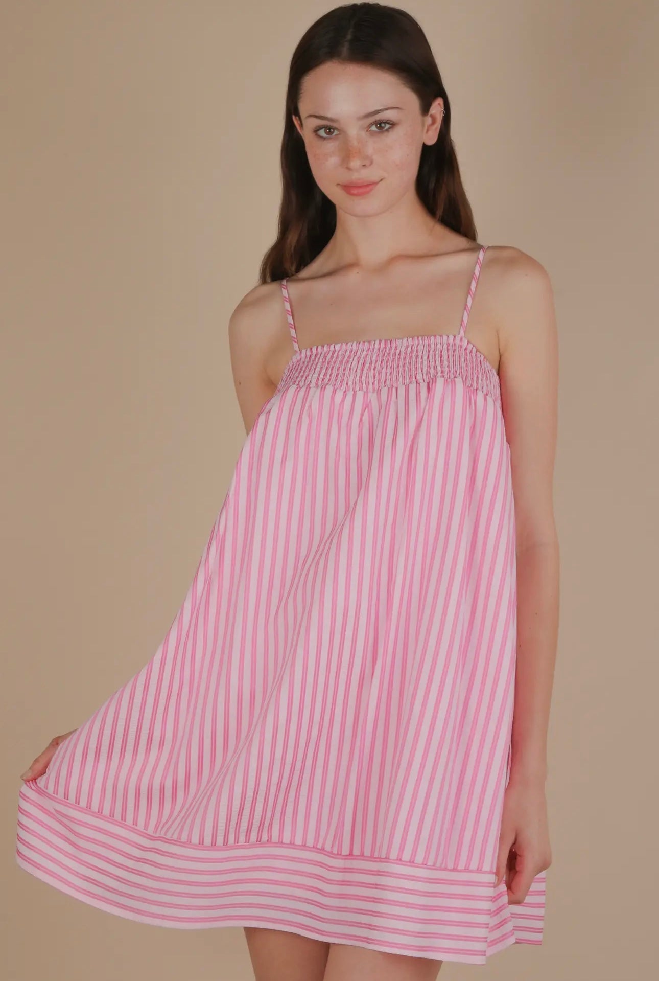 Candy Pink Striped Mini Dress