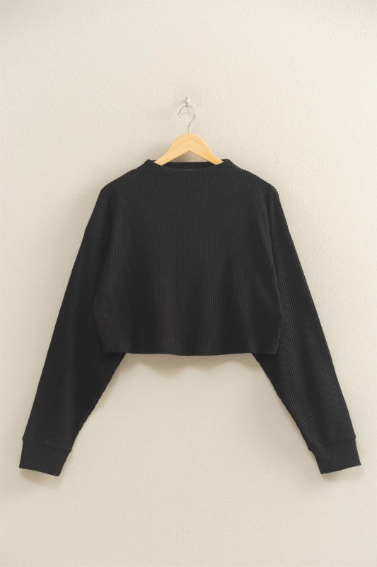 Claire Ribbed Mock Neck - Black