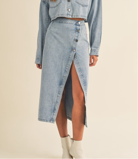 Denim Button Down Skirt