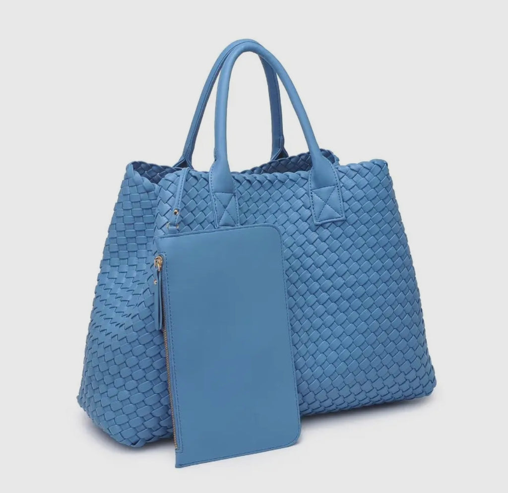 Ithaca Vegan Leather Tote - Blue