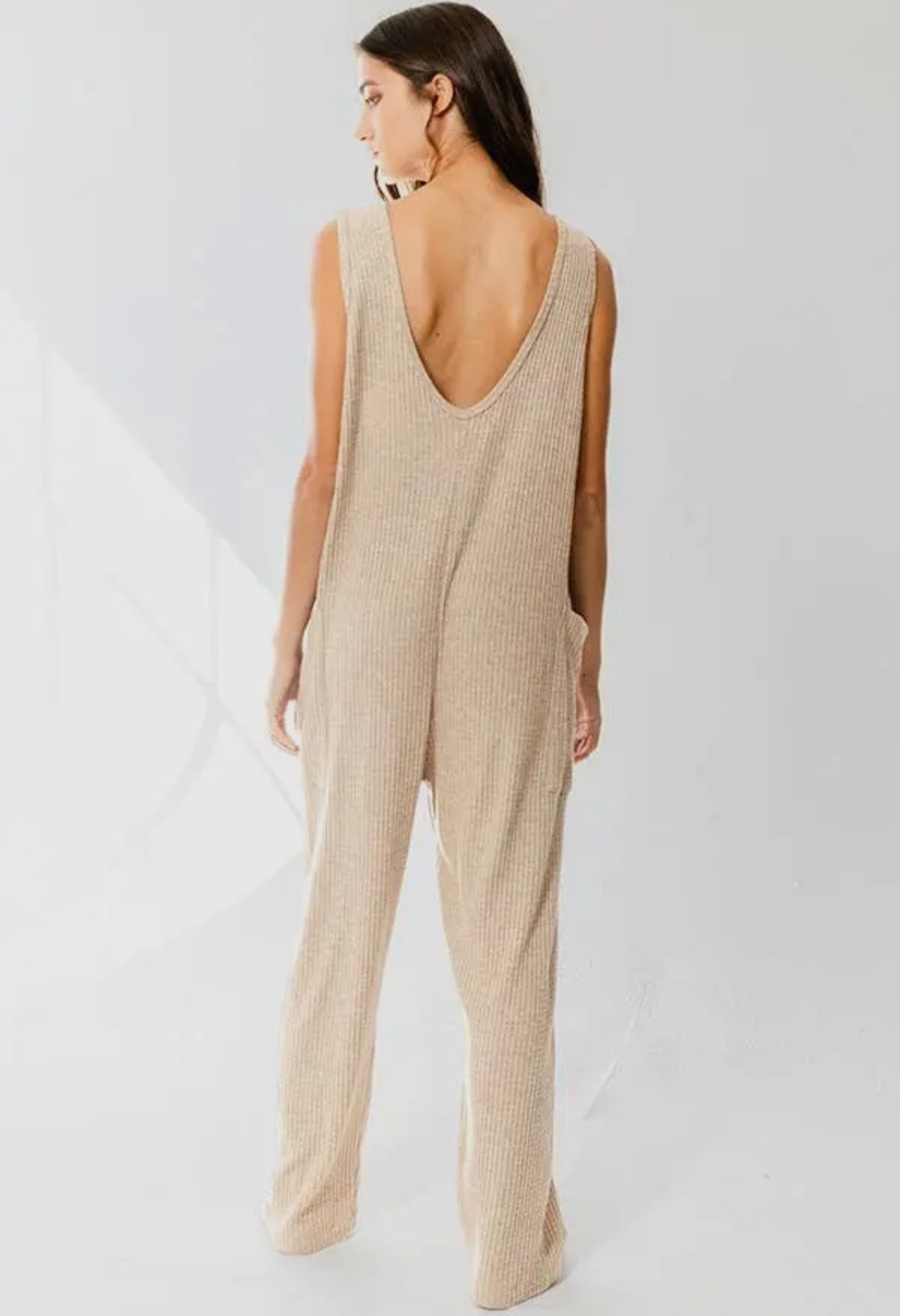 Oversized Knit Jumpsuit - Taupe