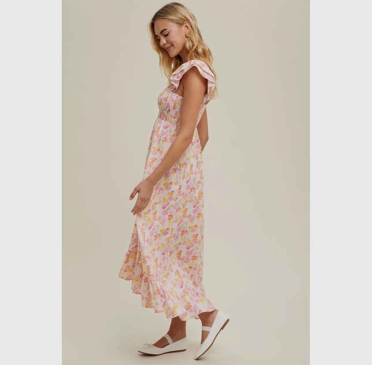 Floral Ruffled Midi Dress