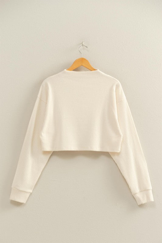 Claire Ribbed Mock Neck - Whip Cream