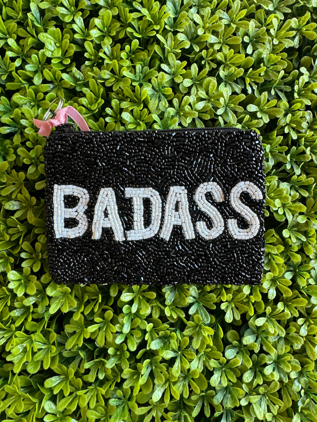 Badass Beaded Coin Purse - Black/White