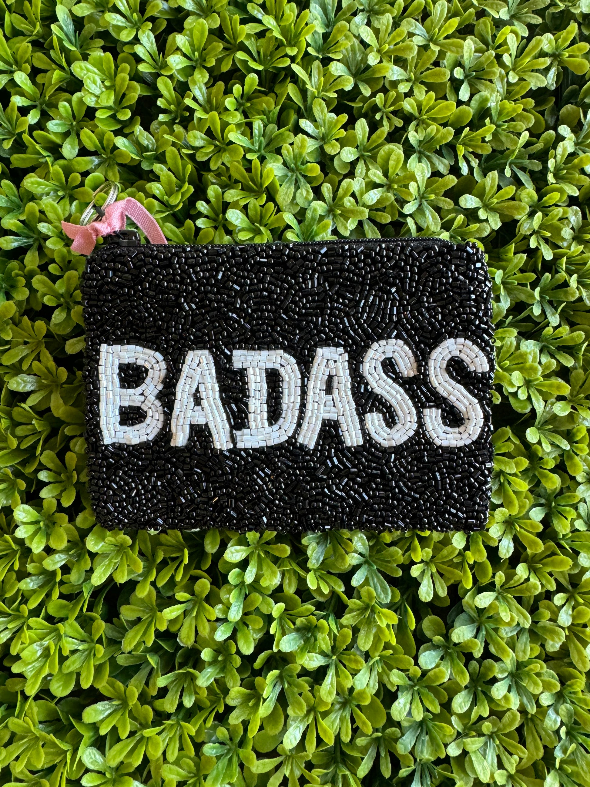 Badass Beaded Coin Purse - Black/White