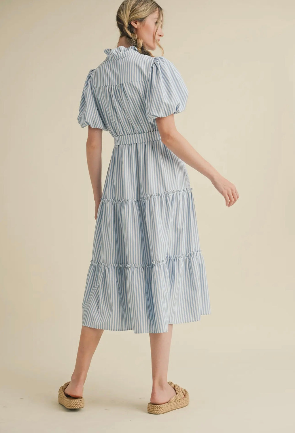 Blue Striped Midi Dress