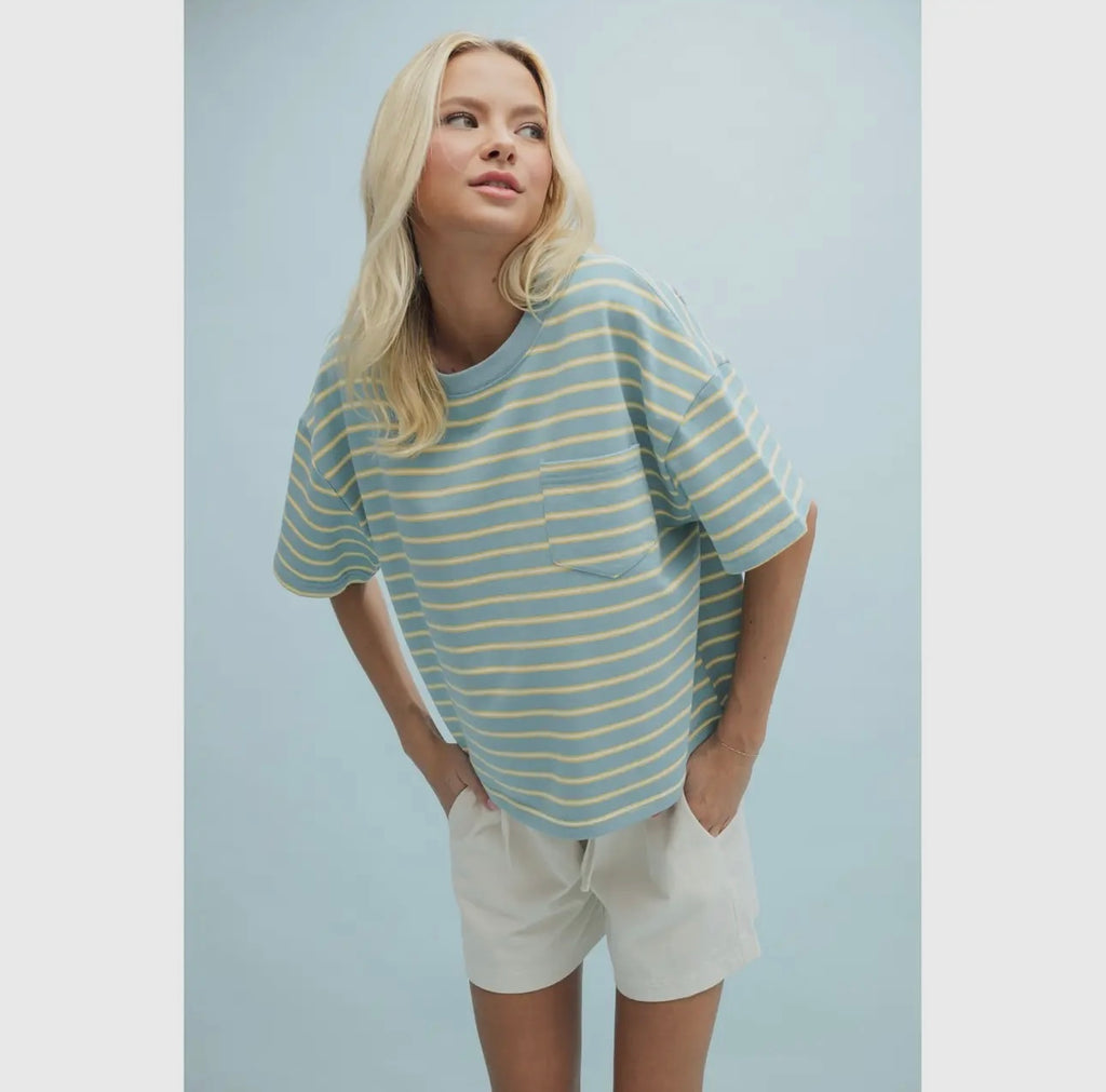 Blue + Yellow Striped Top