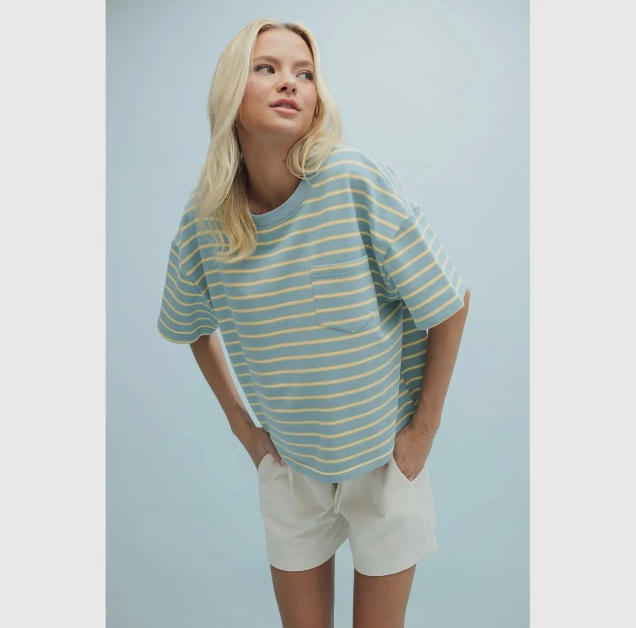 Blue + Yellow Striped Top