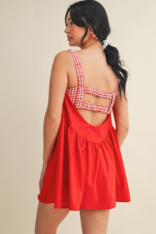 Gingham Days Activewear Dress - Red