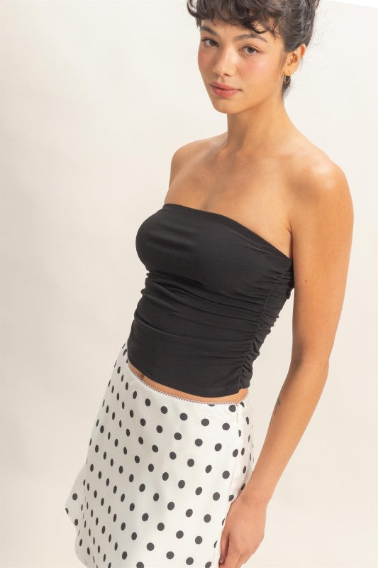 Ruched Bandeau Top - Black