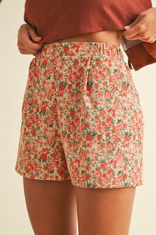 Rose Corduroy Shorts