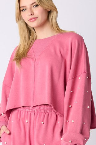 Pearl Embellished Crop Top